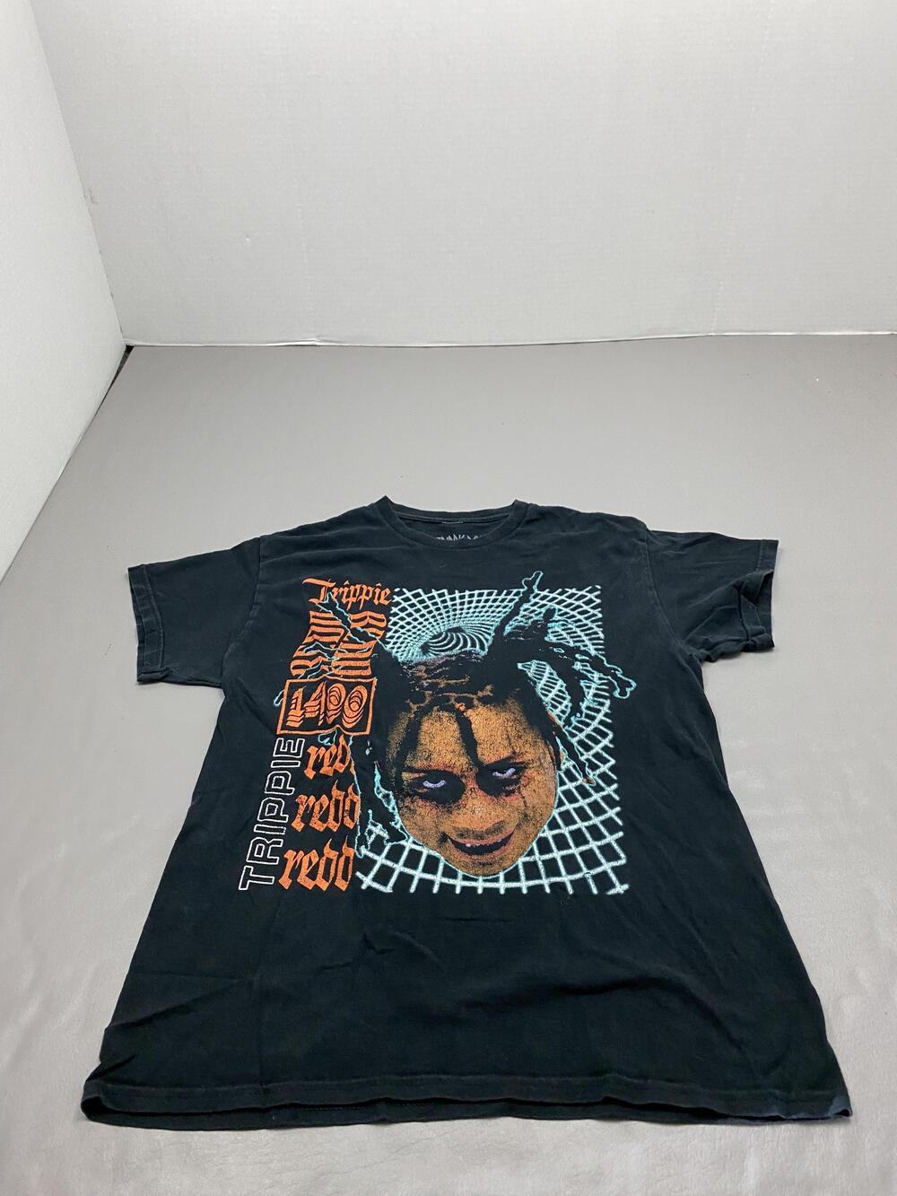 Trippie Redd Shirt Mens M Black Graphic Face Grid Tagless Cotton Jersey
